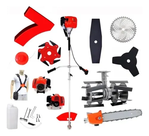 Kit da roçadeira multifuncional Yosaka YA-630/7 com discos, motopoda e enxada