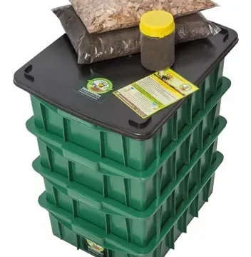 Composteira doméstica MinhocoShow 60L verde com módulos empilháveis