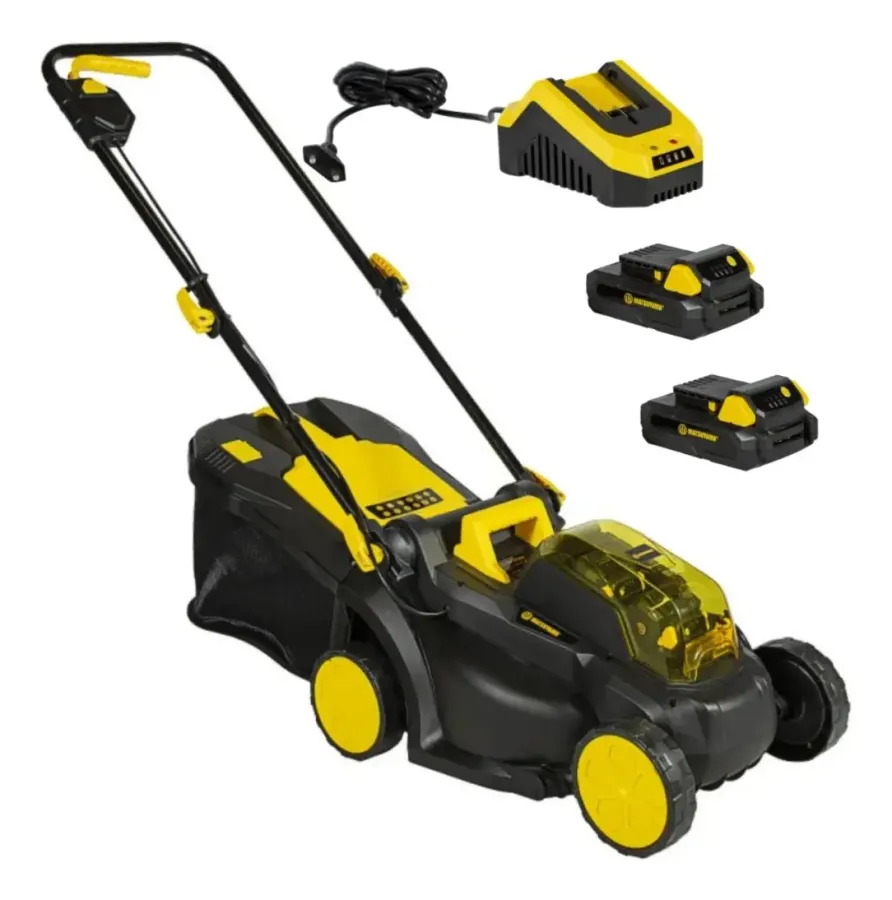 Cortador de grama a bateria Matsuyama 20V com cesto recolhedor e duas baterias