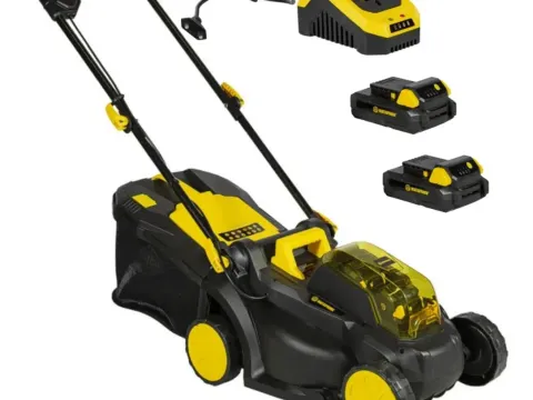 Cortador de grama a bateria Matsuyama 20V com cesto recolhedor e duas baterias