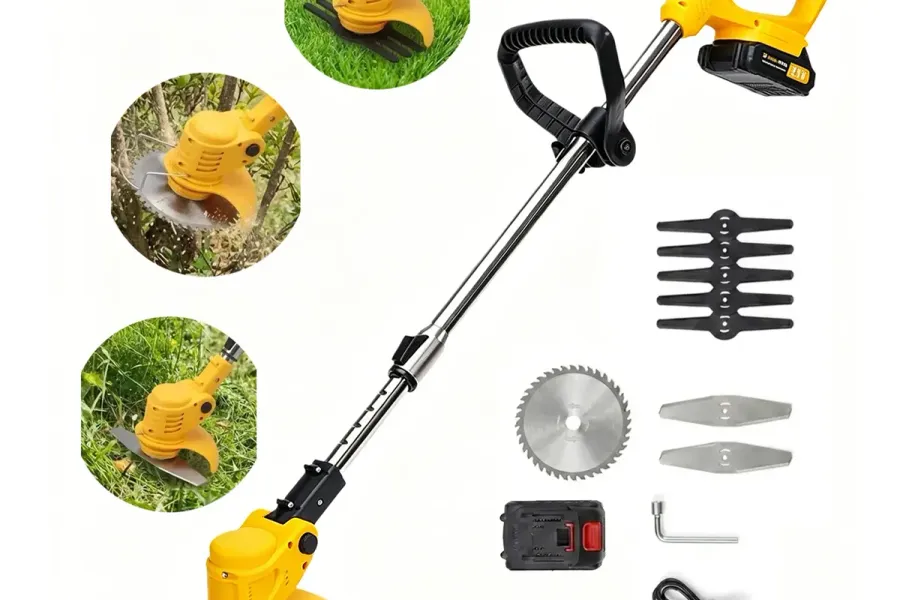 Roçadeira a bateria 48V 3 em 1 com disco de serra, lâminas de metal e plástico